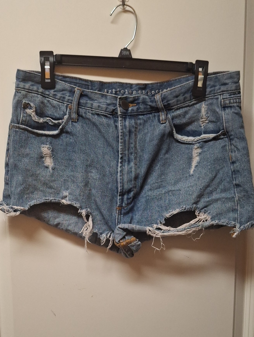 Articles Of Society Blue Distressed Cutoff Denim Shorts
